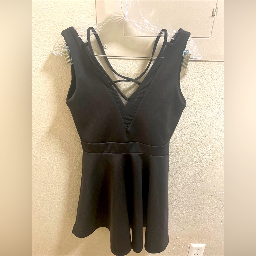 Boohoo x Charli XCX Dress, Mesh Fit Flare Sleeveless Black Dress Size 6
